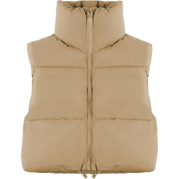 Jackets & Blazers - Women's Puffer Vest Lightweight Cotton Quilted Sleeveless Zip Up Casual Wear